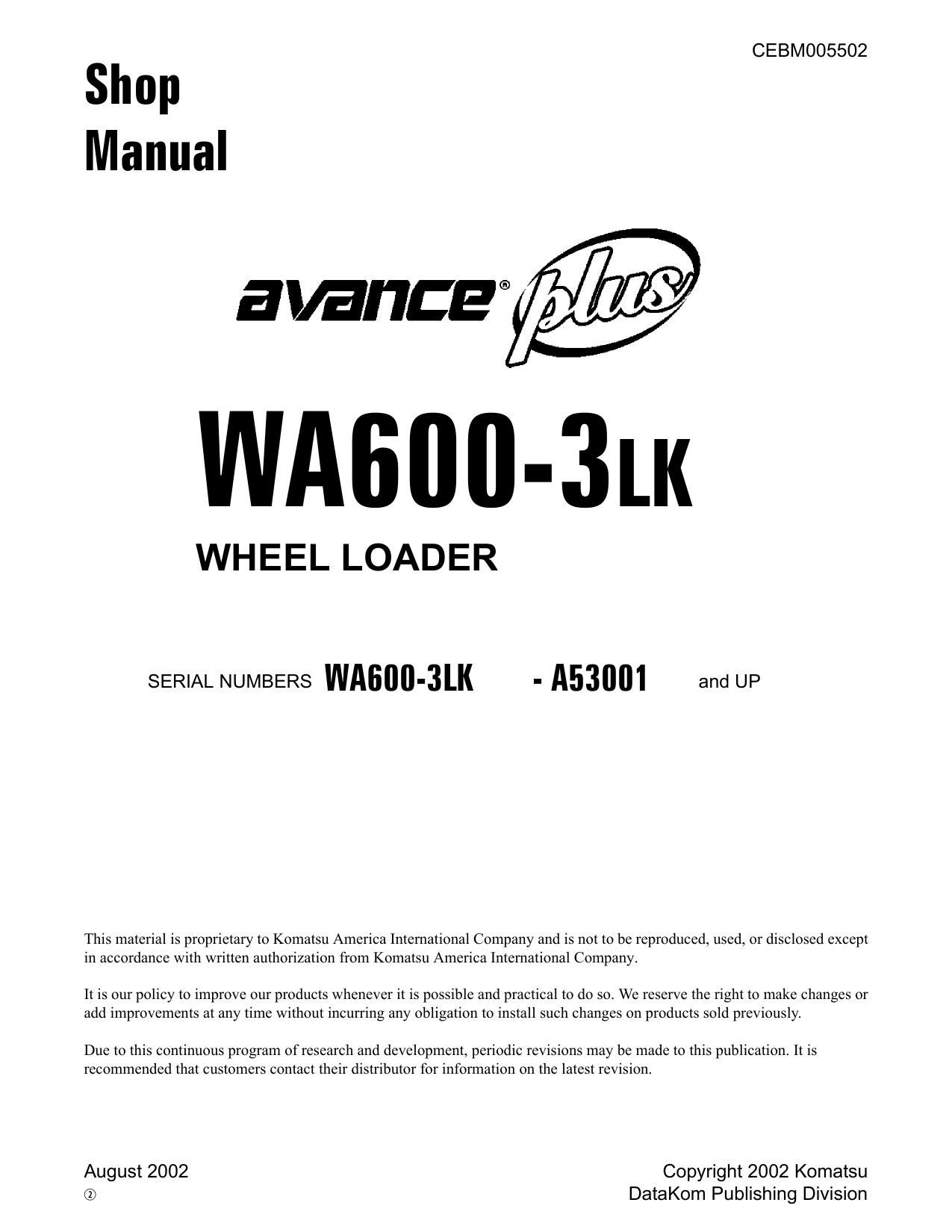 WA600-3LK Shop Manual